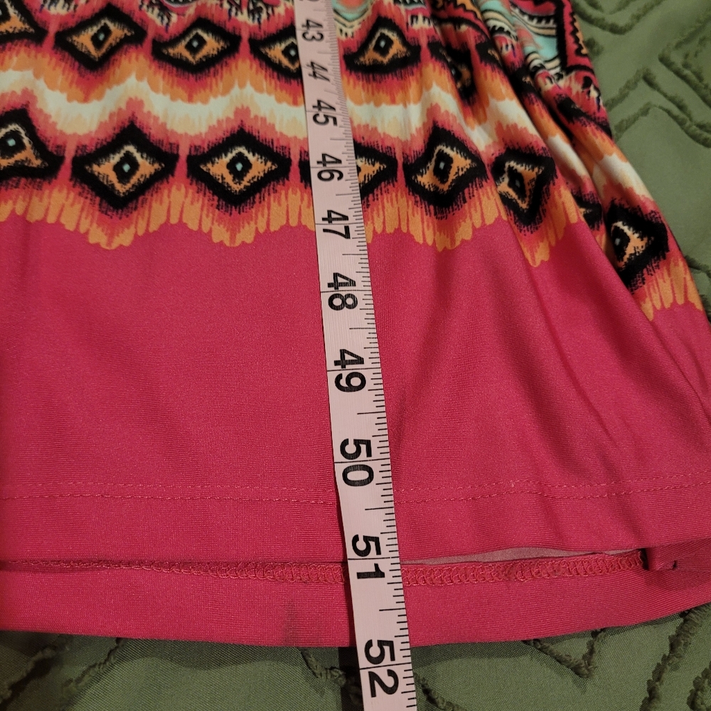 Charlotte Russe blue and pink tube maxi dress. Strapless. Aztec print. S… - Picture 3 of 10